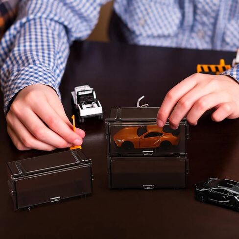 Yousoontic 48 قطعة 1/64 تكويم سيارات لعبة تخزين واضح سيارة صندوق عرض تخزين مقياس سيارات مصنوعة بالضغط سيارات لعبة تخزين للسيارات الصغيرة in Kuwait