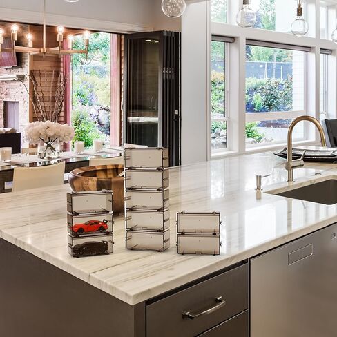 Yousoontic 48 قطعة 1/64 تكويم سيارات لعبة تخزين واضح سيارة صندوق عرض تخزين مقياس سيارات مصنوعة بالضغط سيارات لعبة تخزين للسيارات الصغيرة in Kuwait