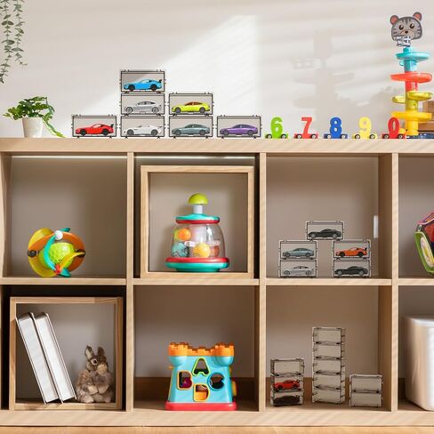 Yousoontic 48 قطعة 1/64 تكويم سيارات لعبة تخزين واضح سيارة صندوق عرض تخزين مقياس سيارات مصنوعة بالضغط سيارات لعبة تخزين للسيارات الصغيرة in Kuwait