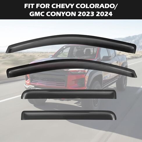 حراس المطر في القناة لشيفي كولورادو/جي إم سي كانيون 2023 2024، أقنعة تنفيس الرياح أقنعة النافذة الجانبية حراس المطر المتوافقة مع ملحقات شيفروليه كولورادو/جي إم سي كانيون in Kuwait