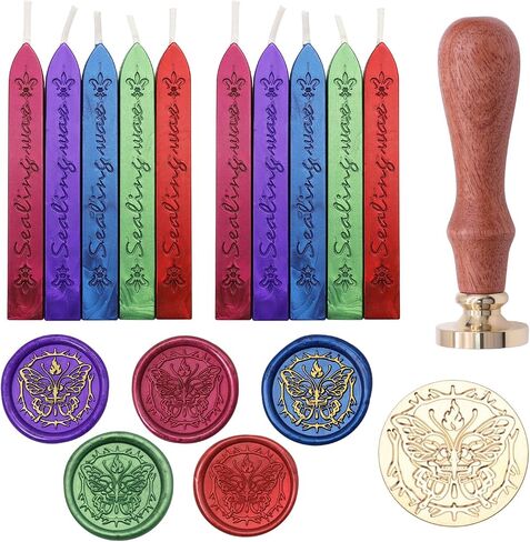 Wax Seal Kit, Merry Christmas Wax Seal Stamp with 10pcs Assorted Colors Sealing Wax Sticks with Wicks, Wax Seal Stamp Kit for Envelopes, Wedding Invitations, Cards, Gift Wrapping, DIY Crafts in Saudi Arabia