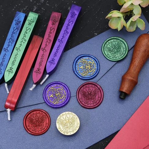 Wax Seal Kit, Merry Christmas Wax Seal Stamp with 10pcs Assorted Colors Sealing Wax Sticks with Wicks, Wax Seal Stamp Kit for Envelopes, Wedding Invitations, Cards, Gift Wrapping, DIY Crafts in Saudi Arabia