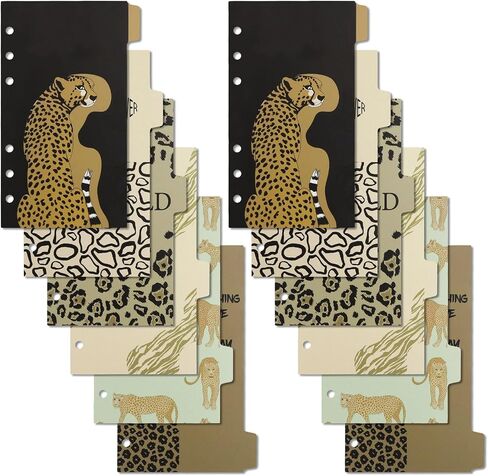2 Sets Leopard A6 Binder Divider with 6 Tabs, Paper Divider Index Page Tab Cards for 6-Holes Ring Binders, Index Page Dividers for Notebooks, Journals & Files (A6-2 Set) in Saudi Arabia