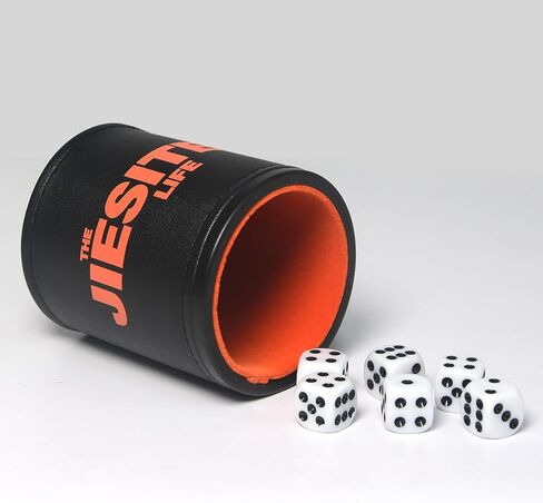Leather Dice Cup Felt Lined Quiet Dice Cup Set with 6 Acrylic Dices Multi Color for Yahtzee Game Farkle Liars Dice (Green) in Saudi Arabia