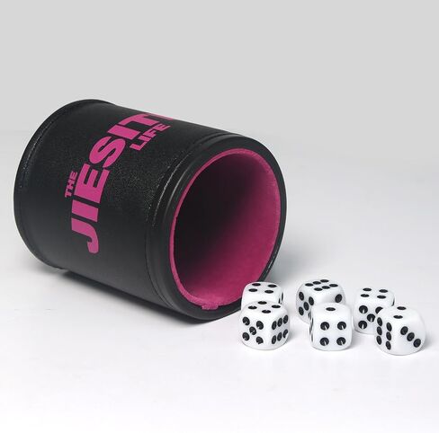 Leather Dice Cup Felt Lined Quiet Dice Cup Set with 6 Acrylic Dices Multi Color for Yahtzee Game Farkle Liars Dice (Green) in Saudi Arabia