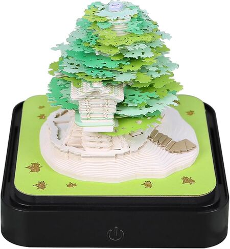 منصات مذكرة ثلاثية الأبعاد تقويم مكتب ورقي، تقويم 2025 شجرة ساكورا الإبداعية ثلاثية الأبعاد المفكرة Artopad نحت هدية ديكور سطح المكتب، تقويم مكتب الفنان (شجرة ساكورا-أخضر) in Kuwait