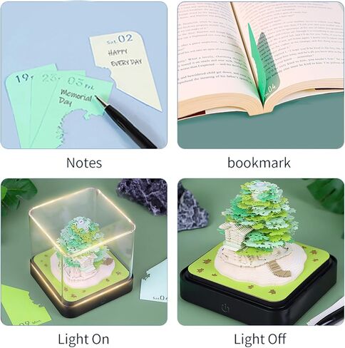 منصات مذكرة ثلاثية الأبعاد تقويم مكتب ورقي، تقويم 2025 شجرة ساكورا الإبداعية ثلاثية الأبعاد المفكرة Artopad نحت هدية ديكور سطح المكتب، تقويم مكتب الفنان (شجرة ساكورا-أخضر) in Kuwait