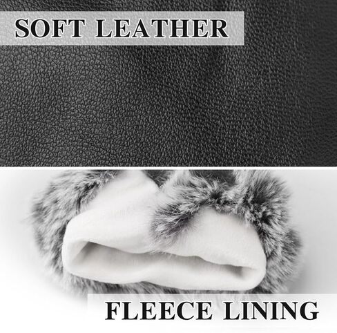 قفازات نسائية شتوية من الجلد الناعم الفاخر من الفرو الصناعي، قفازات شاشة تعمل باللمس وقفازات حفلات عصرية مع بطانة من الصوف in Kuwait