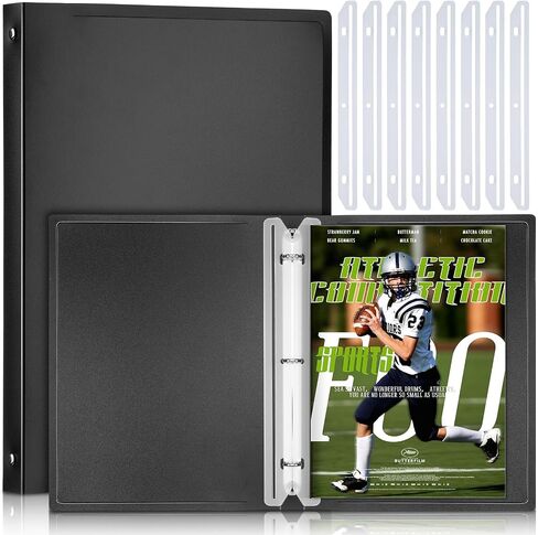 Magazine Protectors Magazine Organizer Binder with 12 Pcs 3 Hole Punched Magazine Holders for Binder Comic Book Storage 3 Ring Binder Insert Strips for Collectors Gift - Fits 12 Magazines in Saudi Arabia