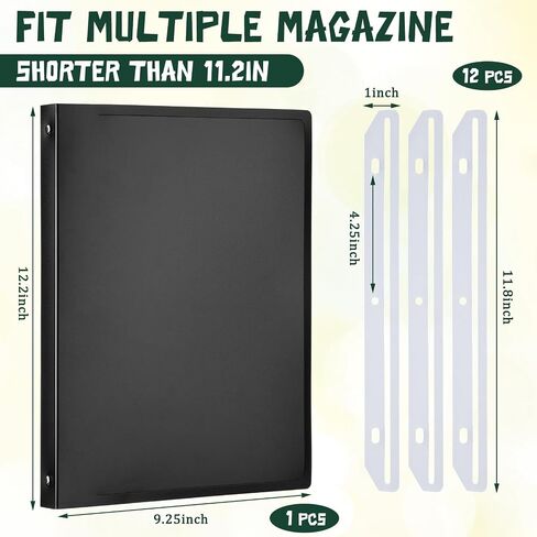 Magazine Protectors Magazine Organizer Binder with 12 Pcs 3 Hole Punched Magazine Holders for Binder Comic Book Storage 3 Ring Binder Insert Strips for Collectors Gift - Fits 12 Magazines in Saudi Arabia