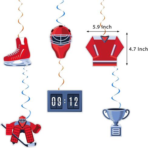زينة حفلات أعياد الميلاد من الهوكي، تتضمن لوازم حفلات هوكي الجليد لافتة عيد ميلاد، ودوامات معلقة، وأغطية الكب كيك، وغطاء الكعكة، وبالونات للأطفال بطابع الهوكي الرياضي in Kuwait