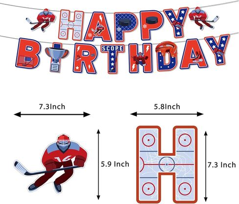 زينة حفلات أعياد الميلاد من الهوكي، تتضمن لوازم حفلات هوكي الجليد لافتة عيد ميلاد، ودوامات معلقة، وأغطية الكب كيك، وغطاء الكعكة، وبالونات للأطفال بطابع الهوكي الرياضي in Kuwait
