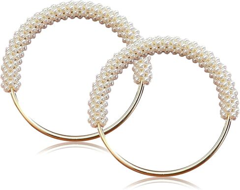 TXIN 2 Pieces Pearl Beaded Purse Handle, Imitation Pearl Decor Handbag Handle, Short Replacement Bag Chain Accessories with Golden Ring for DIY Handmade Woven Crochet Bag Purse Making Supplies (White) in Saudi Arabia