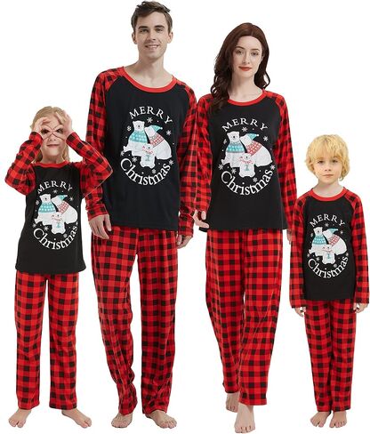 Family Matching Pajama Sets Cute Christmas Tree Sleepwear Snowman Holiday PJS for Couples and Kids in Saudi Arabia