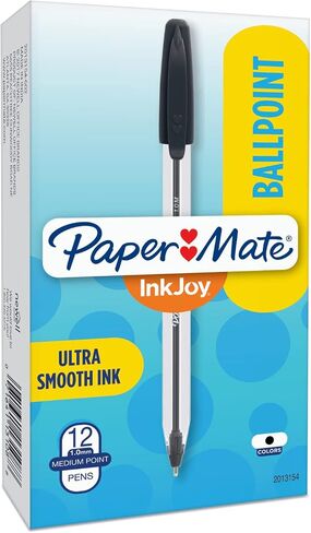 أقلام حبر جاف Paper Mate InkJoy 50ST، نقطة متوسطة (1.0 مم)، أسود، عدد 12 in Saudi Arabia