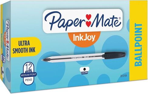 أقلام حبر جاف Paper Mate InkJoy 50ST، نقطة متوسطة (1.0 مم)، أسود، عدد 12 in Saudi Arabia