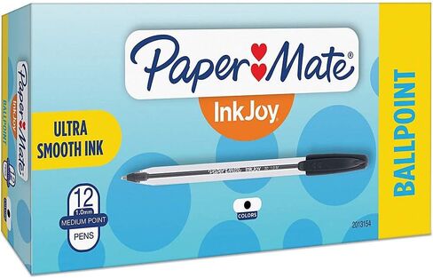 أقلام حبر جاف Paper Mate InkJoy 50ST، نقطة متوسطة (1.0 مم)، أسود، عدد 12 in Saudi Arabia