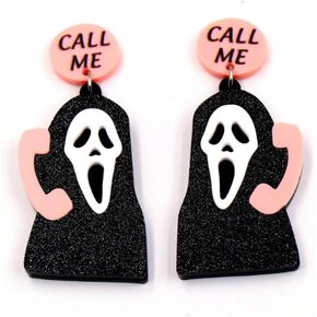 The skull of love Ghost Acrylic Earrings Halloween Stud Dangle Earrings,Horror Movie Earrings, Characters & Text Dangle Earrings Halloween Earrings