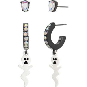 Betsey Johnson Womens Ghost Charm Huggie Duo Earring Set