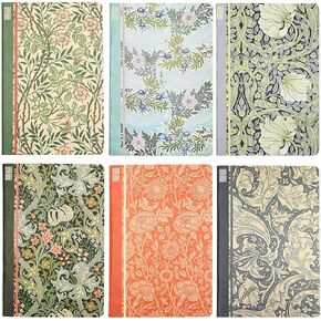 William Morris Soft Cover Travel Journal Notebooks (A5 Size, 6 Pack)