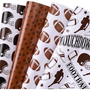 WRAPAHOLIC Football Wrapping Paper Sheet - 12 Sheets Sports Soccer Theme Folded Flat for Theme Birthday Party, Season Games - 19.7 Inch x 27.5 Inch Per Sheet