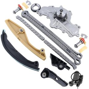 Timing Chain Kit Water Pump Fit 2011-2019 Ford Edge Explorer F-150 Flex Mustang Taurus Transit-150 Police-Sedan；2011-2016 LINCOLN MKS MKX MKZ 3.5L 3.7L V6 3496cc 3726cc BL3Z-6268-A, AT4Z-6268-A