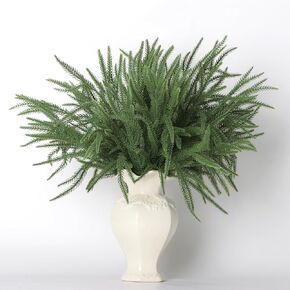 Senjie 18" Norfolk Pine Stems,6PCS Real Touch Artificial Christmas Branches Decorations for DIY Crafts, Faux Greenery Plants for Indoor Outdoor Home Decor