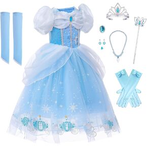 Princess Cinderella Dress for Girls Gift Kids Cosplay Costume Carnival Halloween Party Outfit with Crown Gloves Accessory in Saudi Arabia