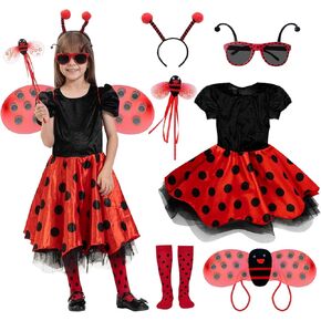 Bumble Bee Costume for Girls: Princess Fancy Dress Up with Tutu Wings Wand Glasses Perfect for Halloween Parties