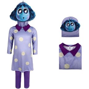 Kids Envy Costume Girls Mask Cosplay Envy Purple Full Suit Dress Headgear Inspired Halloween Outfits, YK00052