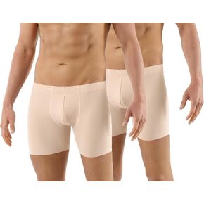 2-Pack Laser cut invisible seamless boxer briefs stretch cotton beige