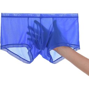 JINSHI Mens Underwear Sexy Ice Silk See Through Boxers Briefs Sheer Trunks Ultra-Thin Bulge Pouch Boxer Shorts