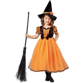 Seasons Children Orange Fancy Fairytale Witch Costume