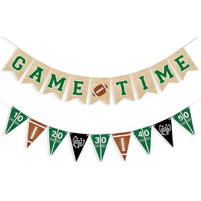 Uniwish Game Time Burlap Banner Football Party Decorations Sports Football Theme Baby Shower Birthday Party Favors Indoor Outdoor Home Decor