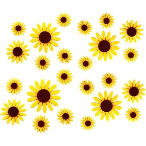 Assorted 3 Sizes 30pcs Sunflowers Felt Patch Applique Felt Scrapbooking Non-Woven Stickers Sew on Applique Felt Pads for DIY Craft Making Sewing Handcraft Decoration