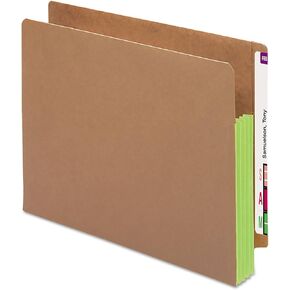 Smead End Tab Pocket, Reinforced Straight-Cut Tab, 3-1/2" Expansion, Extra Wide Letter Size, Redrope with Green Gusset, 10 per Box (73680)