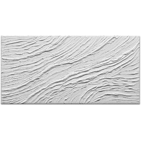 Landswaydecor White Textured Wall Art Handmade Modern Abstract Rivers Canvas Artwork 3D Wall Painting for Living Room Office