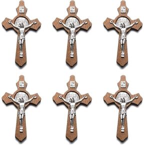 10 Pieces Handmade Wooden Christian Jesus Cross Religious Crucifix Charms Pendants for DIY jewelry Making Rosary Necklace DIY Jewelry Accessories Charms