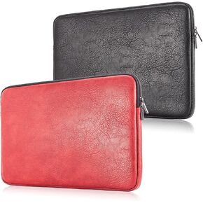Puffy Laptop Sleeve 11 12 13 13.3 14 15 15.6 inch Case Protective Bag Quilted PU Leather Smooth Zipper Velvet Lined Padded Holder with Pocket