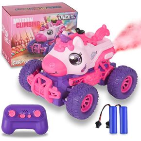 Unicorn Remote Control Cars for Kids, Remote Control Monster Truck Unicorn Toy, RC Monster Truck Unicorn Car with Spray LED Light, Unicorns Gift Toy for Girls Boys 8-12 Kids