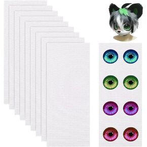 BENECREAT 10Pcs 11.8x4.9inch Custom Fursuit Eye Mesh, Waterproof Printable Mesh, 0.26mm Thick White PVC Printable Net for Furries Cosplay, Props, Fursuits, Craft Making, Hole: 0.5mm