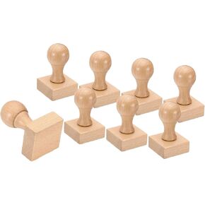 PATIKIL 35mm Stamp Wood Square Handle, 8 Pack Wooden Knobs Stamp Mounts Drawer Pulls for Stamp Making DIY Crafting Scrapbooking, Brown