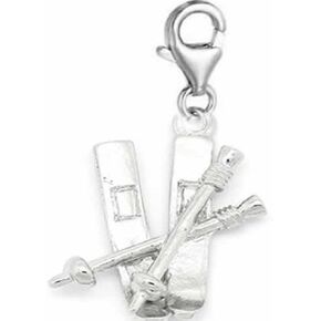 Charm Pendant for Bracelets – Snow Skis and Poles, with Lobster Clasp, Compatible with European Charm Jewelry
