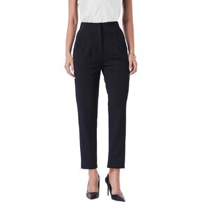 heipeiwa Women's High Waisted Work Business Trousers Pleated Office Slacks Pants Crop Dress Pant