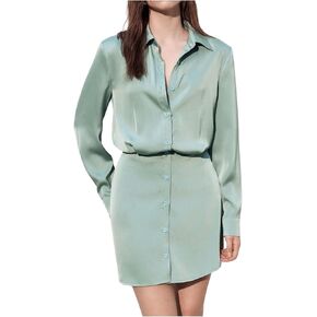 MakeMeChic Women's Button Down Mini Dress Long Sleeve Collar Neck Work Business Dresses
