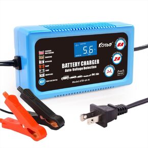 Katbo Battery Charger 12V 6V 6-Amp Auto-Voltage Detection Lead Acid Battery Float Charger Maintainer with LCD Display for car Batteries Lead-aicd, STD,Gel,SLA,AGM
