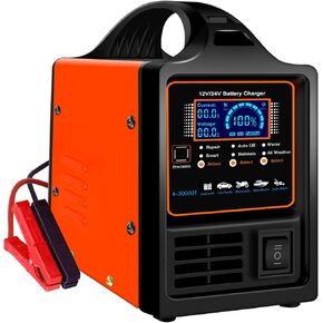 SolaMr 12V/24V Car Battery Charger Heavy Duty, Auto Shutoffs, 0-15A Smart Fast/Trickle Automatic Battery Charger with Repair, Winter Mode, for AGM Automotive Truck Motorcycle