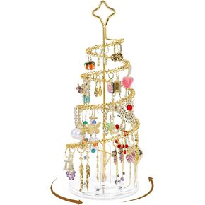 Earring Holder Organizer for Dangle Earrings Rotating Gold Earring Display Stand Metal Jewelry Organizer Rack for Earrings