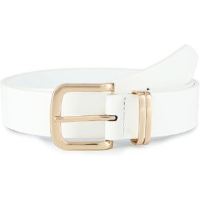 Earnda Women's Leather Belts for Jeans Dresses, Gold Buckle Casual Ladies Waist Belt 1.30" Width