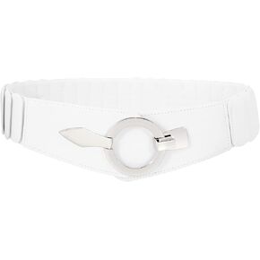 JASGOOD Women Wide Elastic Waist Belt Fashion Stretchy Dress Belt, Halloween Cosplay Belt, B-White